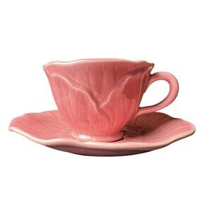 VINTAGE METLOX‎ LOTUS ROSE COFFEE CUP & SAUCER